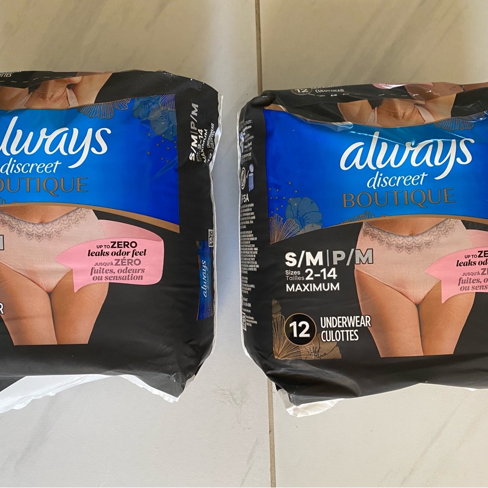 COPY - Always Discreet Boutique Underwear Brand New , 24 pack, Size SM/ PM